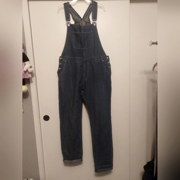 Women's Denim Bib Overalls Medium wash Relaxed Straight Leg Casual 1X - Picture 3 of 6